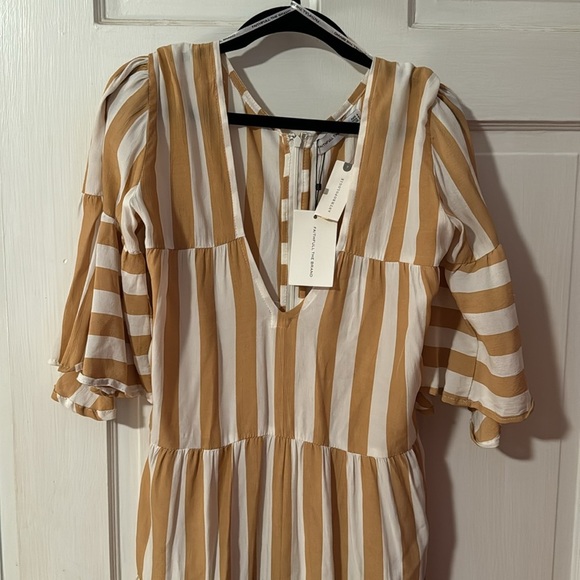 COPY - Faithful The Brand Anthropologie NWT Midi Dress Size 4/Small Tan/White S… - Picture 4 of 13